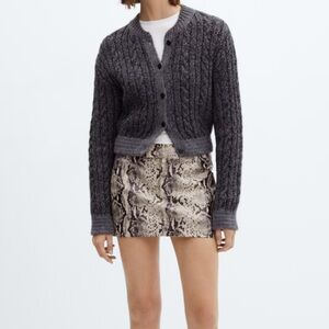 Mango Snake Print Mini Skirt